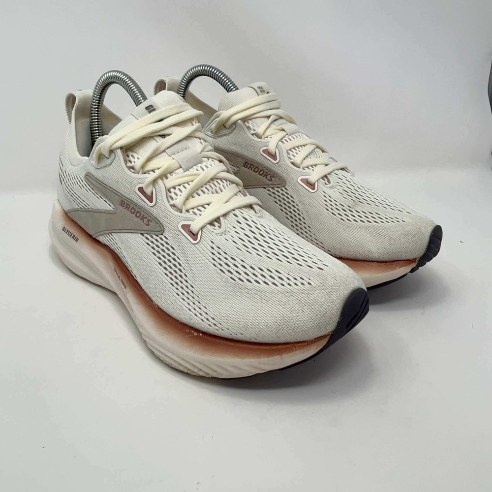 Brooks Glycerin 22 Womens Size 8.5 Running Shoes Cream White Rose Gold Comfort
